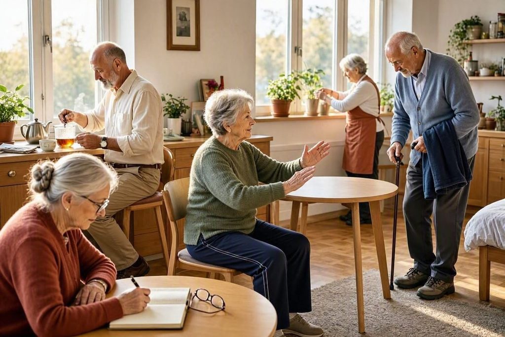 Seniori sú aktívny v klube. Píšu, varia čaj, debatujú, starajú sa o kvety.